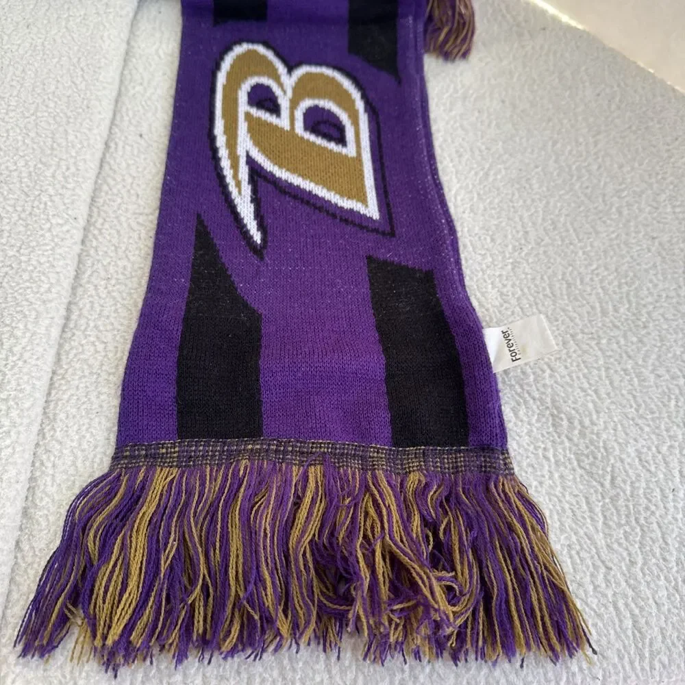 Baltimore Ravens NFL Knitted Mascot Scarf Lot Of 2  58”x 7